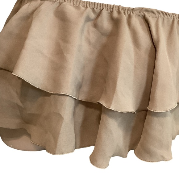 Zuliana Size Small Beige Ruffle Side Tie Skirt. Made in USA. New With Tags - Picture 4 of 4